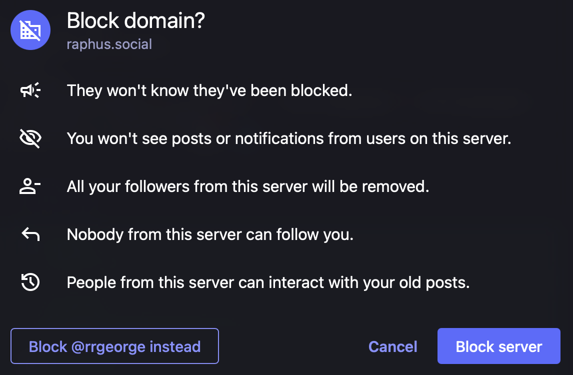 Sample of blocking an entire domain